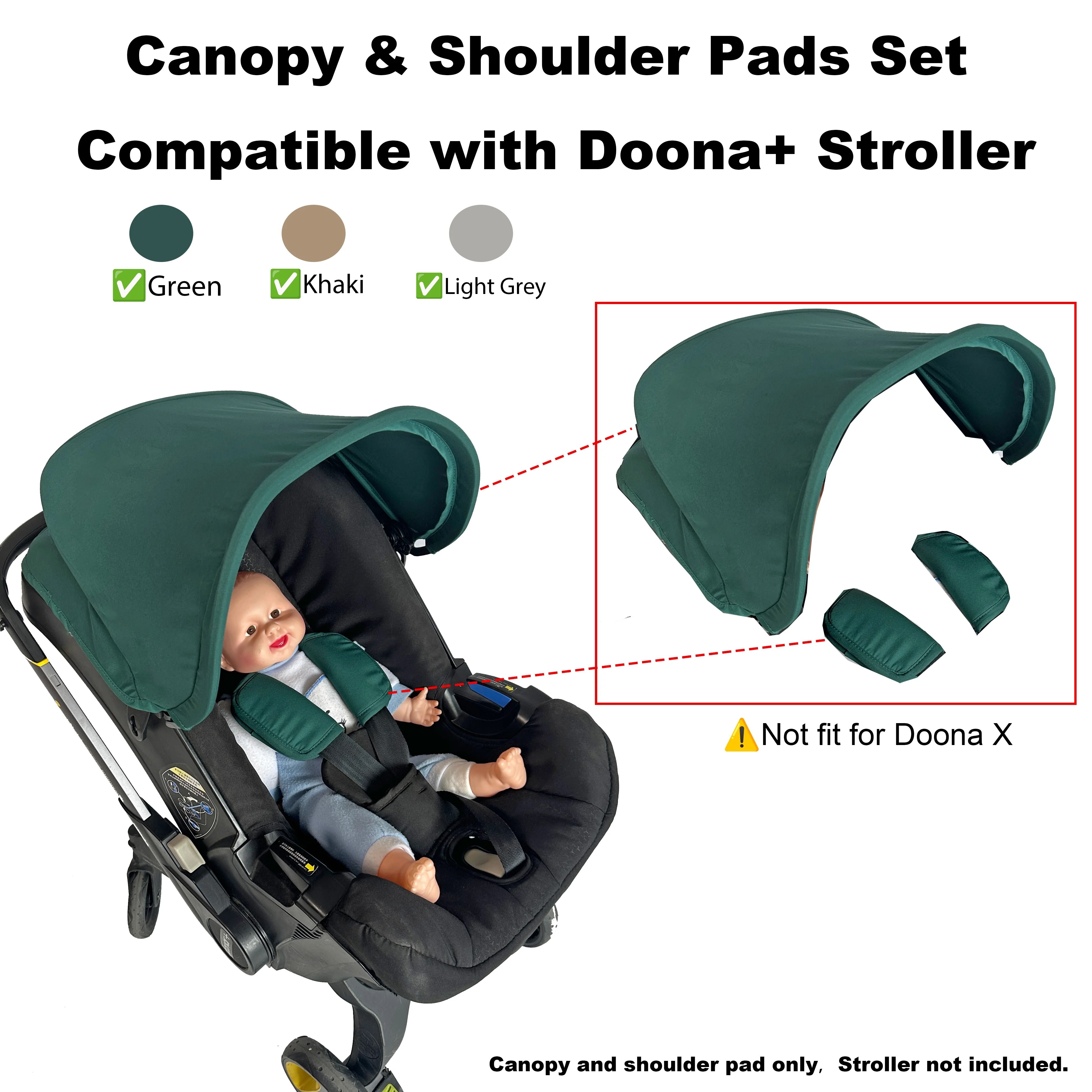 לכיסוי עגלת תינוקות של Doona ורפידות כתפיים - מתאים ל-Doona+ / I מושב בטיחות לרכב, שמשיה, אפור/חאקי/ירוק לכיסוי עגלת תינוקות של Doona ורפידות כתפיים - מתאים ל-Doona+ / I מושב בטיחות לרכב, שמשיה, אפור/חאקי/ירוק