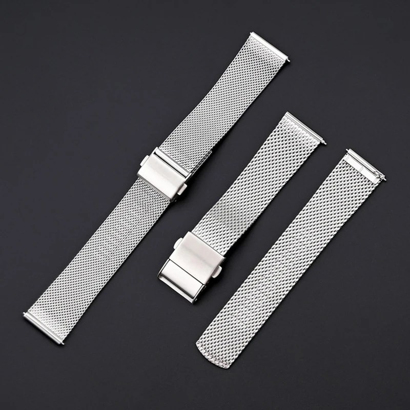 316 Edelstahl Armband Milanaise-Schlaufe 20mm 22mm Faltschließe Schnellverschluss Universelles Metall-Ersatz-Uhrenarmband 316 Edelstahl Armband Milanaise-Schlaufe 20mm 22mm Faltschließe Schnellverschluss Universelles Metall-Ersatz-Uhrenarmband 