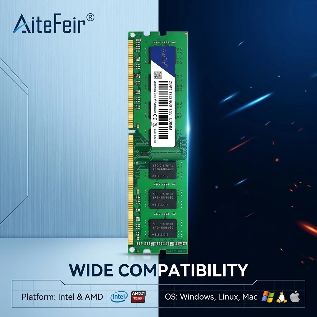 AiteFeir 4GB DDR3 1333/1600MHz זיכרון RAM למחשב שולחני 1.5V 240Pin UDIMM מודול זיכרון למחשב שולחני תואם לשדרוג זיכרון RAM AiteFeir 4GB DDR3 1333/1600MHz זיכרון RAM למחשב שולחני 1.5V 240Pin UDIMM מודול זיכרון למחשב שולחני תואם לשדרוג זיכרון RAM