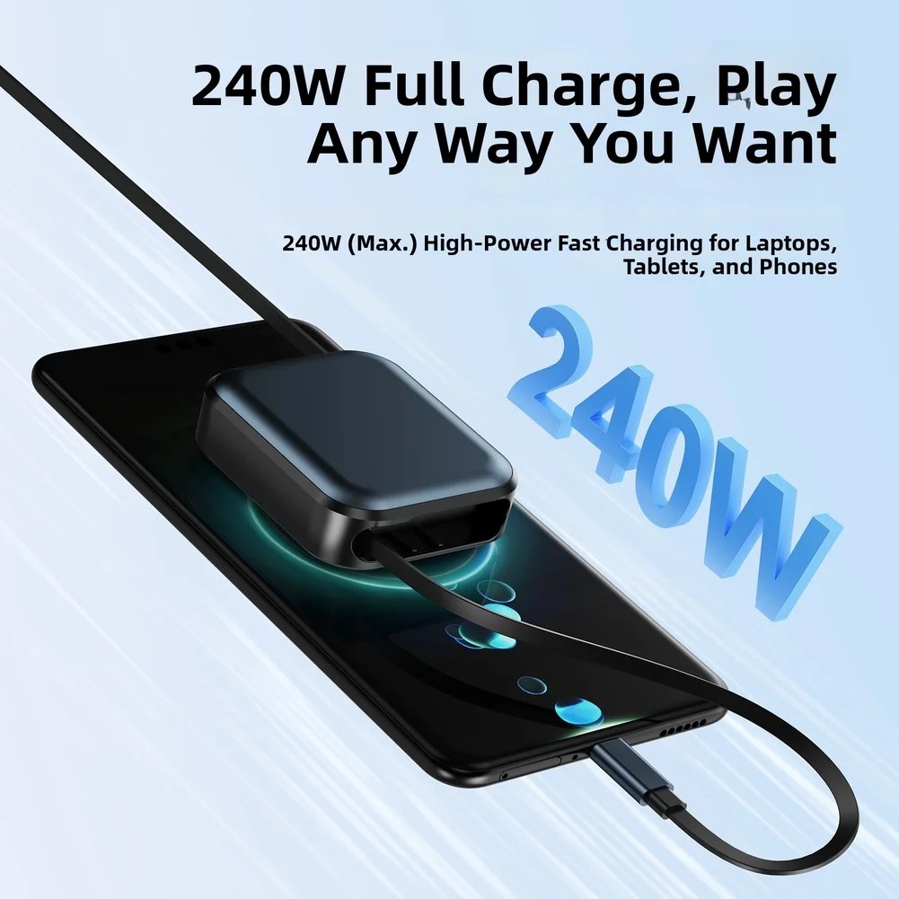 240W Fast Charge Type C To Type C Portable Retractable Data Cabe Fast Charging Wire For Laptop Phone Tablet With PD Adjustable