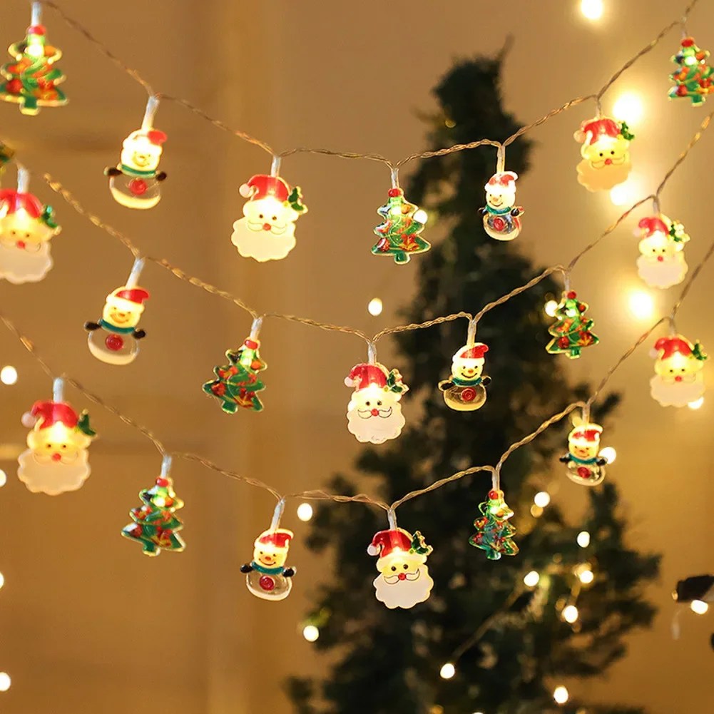 LED Christmas string lights 6 meter USB powered with Santa snowflakes and Christmas tree shapes for decoration