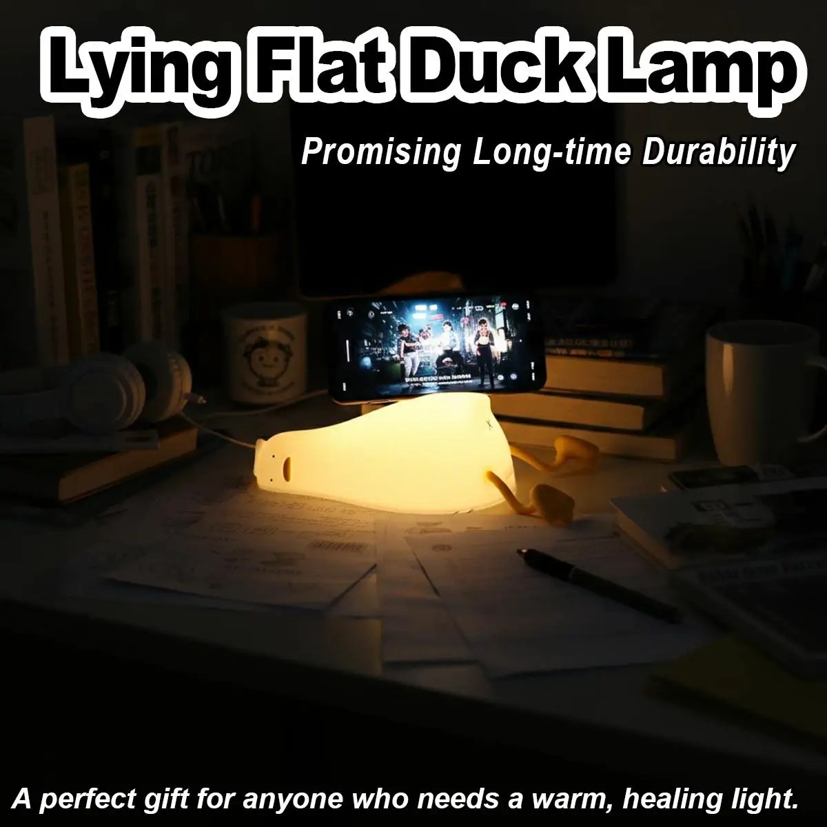 Duck Night Light Rechargeable LED Silicone Dimmable Timer Cute Squishy Duck Lamp for Kids Bedroom Decoration Sleep Aid Light USB