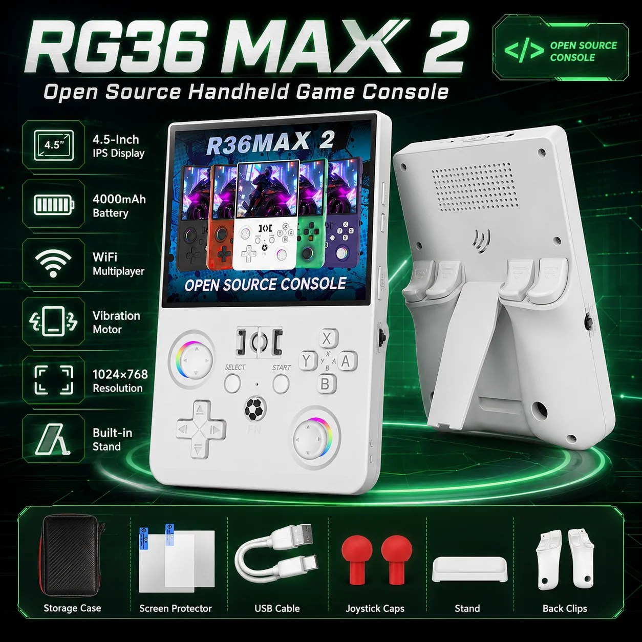 RG36 MAX 2 Linux Open Source Retro Handheld Game Console 4.5