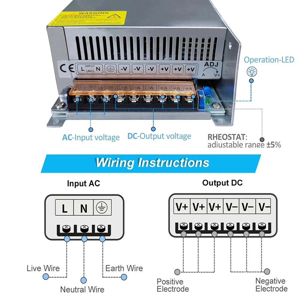 For Industrial Use Silver 12V 100A Power Supply High Current Driver Low Standby Consumption Aluminum Alloy Casing