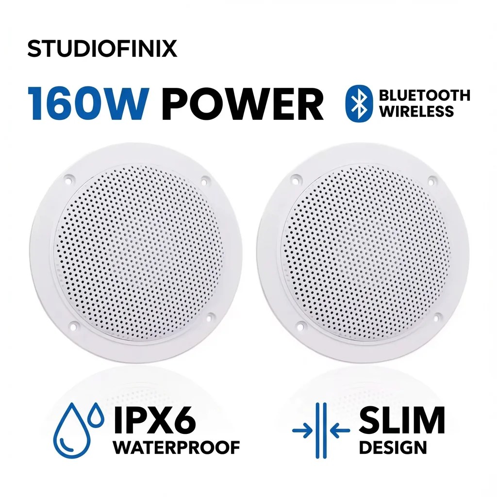 STUDIOFINIX 4'' Deckenlautsprecher, wasserdicht, 160 W, In-Wall-Home-Surround-Sound für Küche, Badezimmer, Yacht, Heimkino, 2 Stück