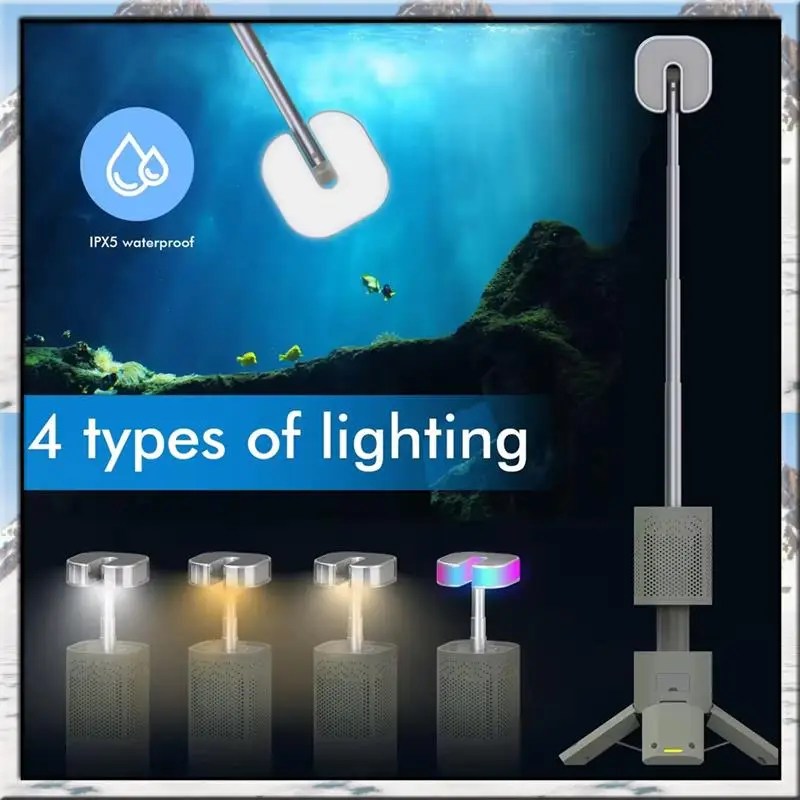 AA46 Outdoor Telescopic Camping Light 14000Mah Portable LED Work Light With Bluetooth Speaker For Emergency, Hiking, Fishing