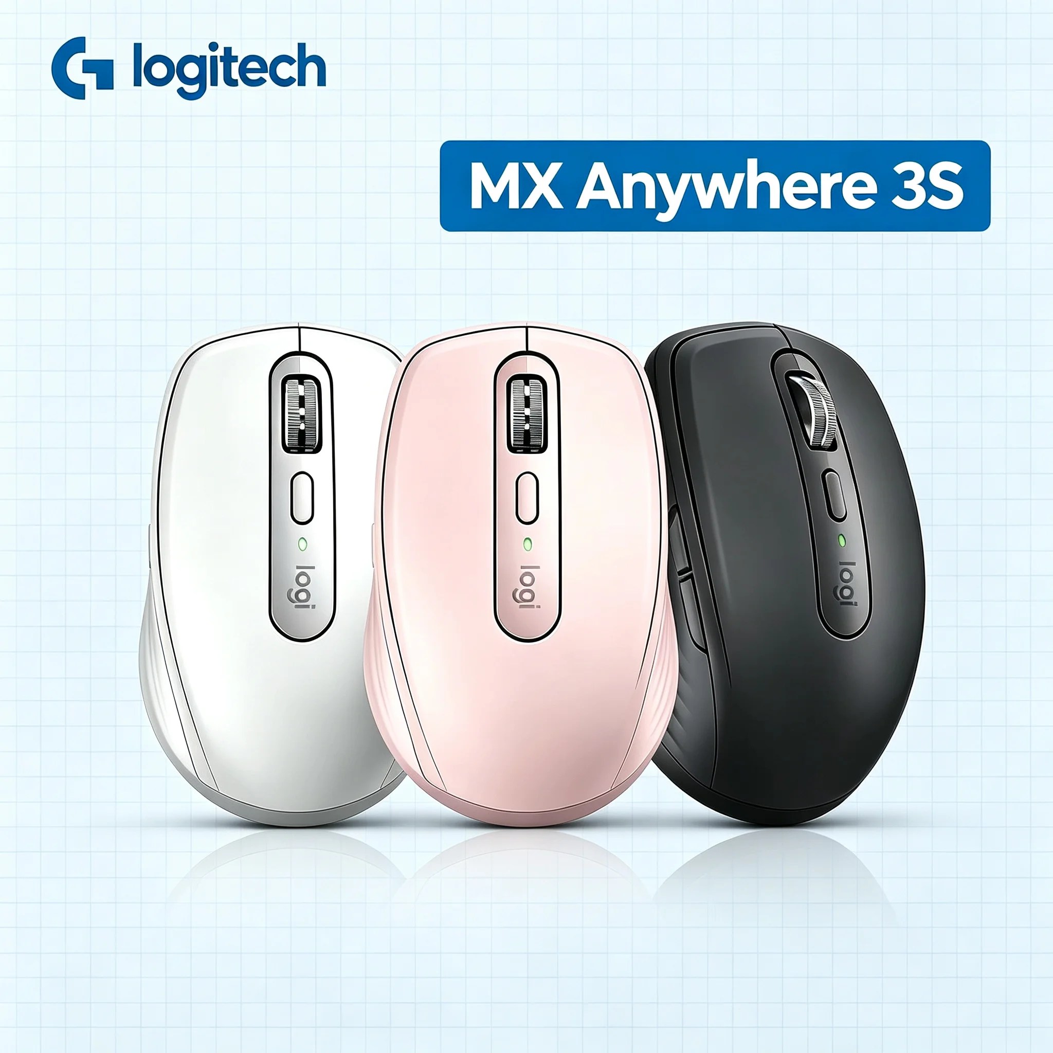Logitech MX Anywhere 3S Wireless Compact Mouse, Low Noise Clicks, Rechargeable for Home & Business Trip