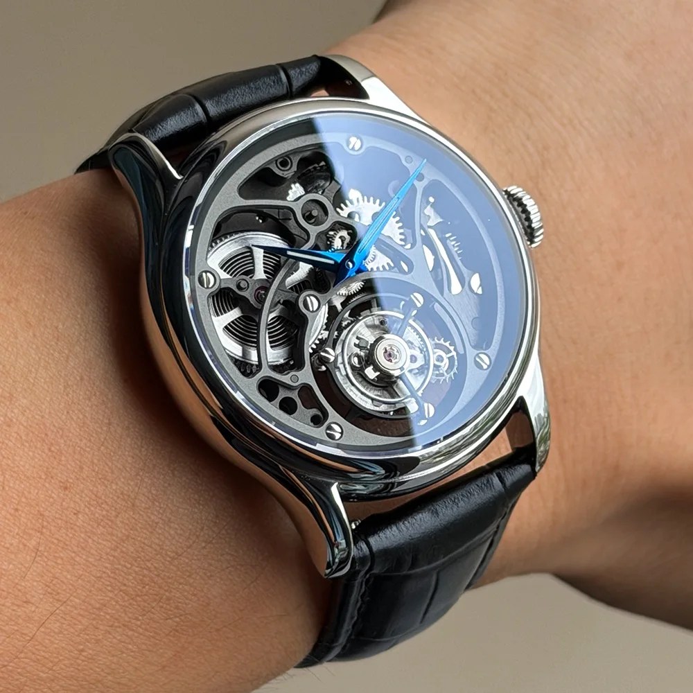 Merkur 100 % Skelett-Tourbillon-Uhr für Herren, Saphiruhr für Herren, mechanische Schnitz-Armbanduhren, Schwarz, Relogio Masculino, 42 mm Merkur 100 % Skelett-Tourbillon-Uhr für Herren, Saphiruhr für Herren, mechanische Schnitz-Armbanduhren, Schwarz, Relogio Masculino, 42 mm