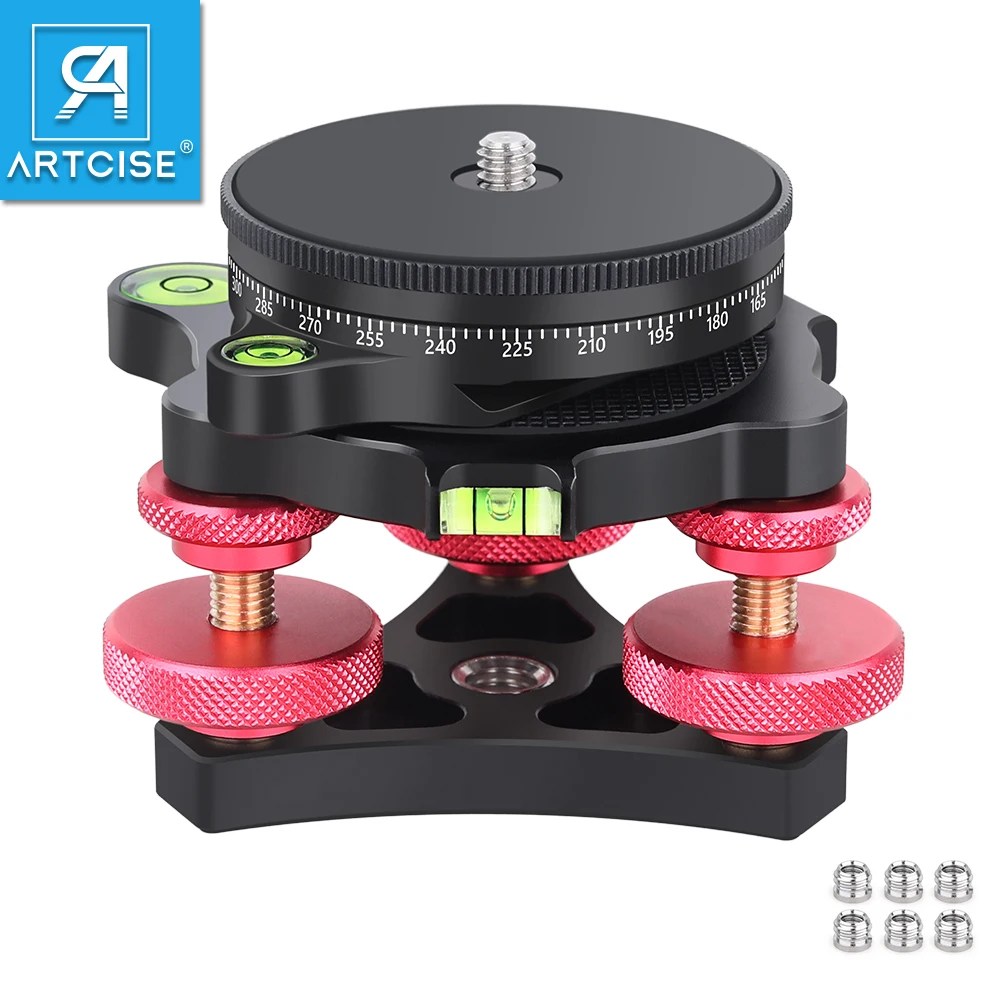 Artcee-アルミニウム三脚ヘッド、カメラレベル、精密調整/-5度、パノラマ写真用