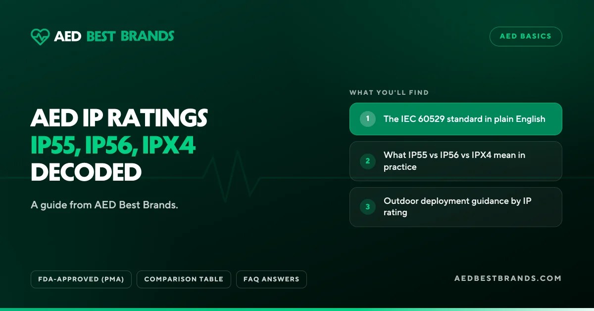 AED Best Brands thumbnail: AED IP ratings IP55, IP56, IPX4 decoded