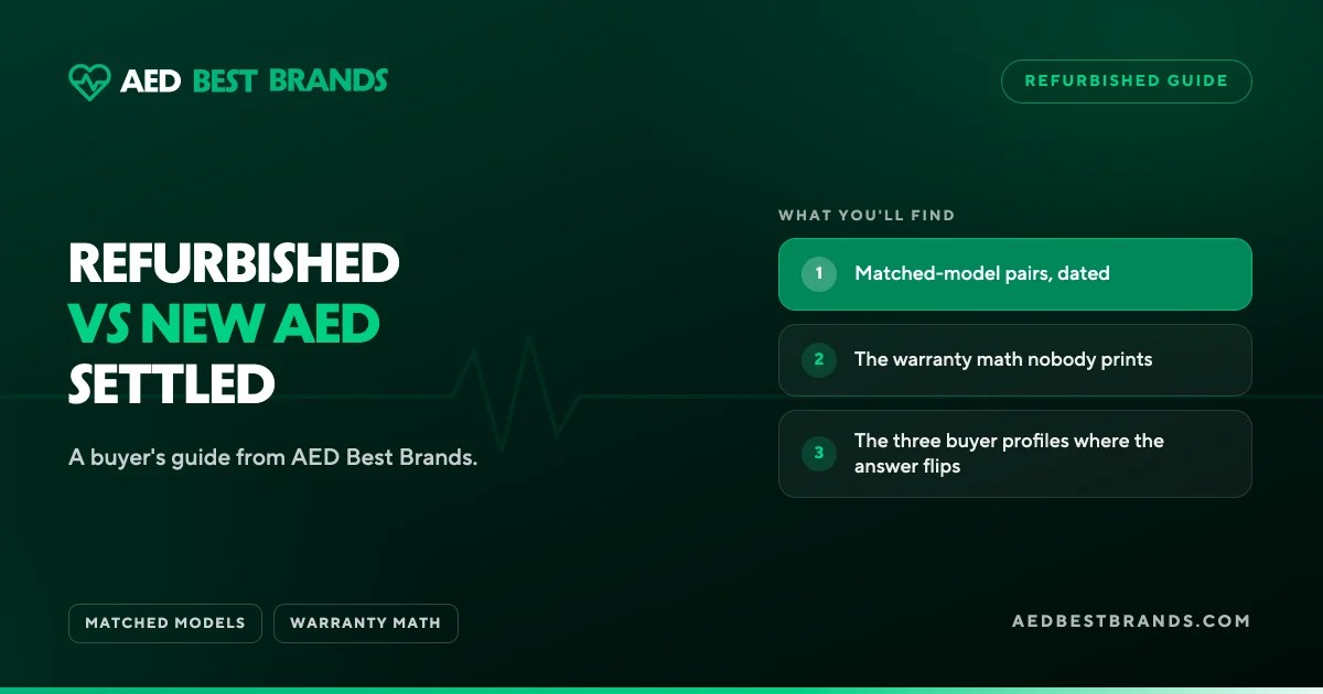 AED Best Brands thumbnail: Refurbished vs new AED settled