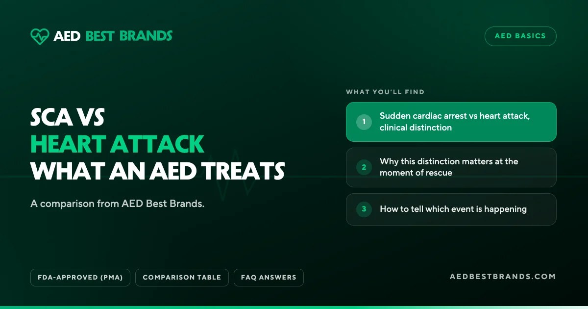 AED Best Brands thumbnail: SCA vs heart attack what an AED treats