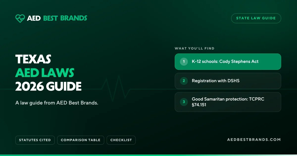 AED Best Brands thumbnail: Texas AED laws 2026 guide