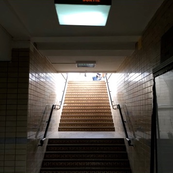 Up the staircase to the platform