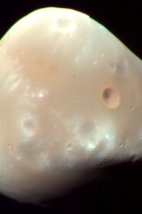 Deimos, Mars smaller moon.