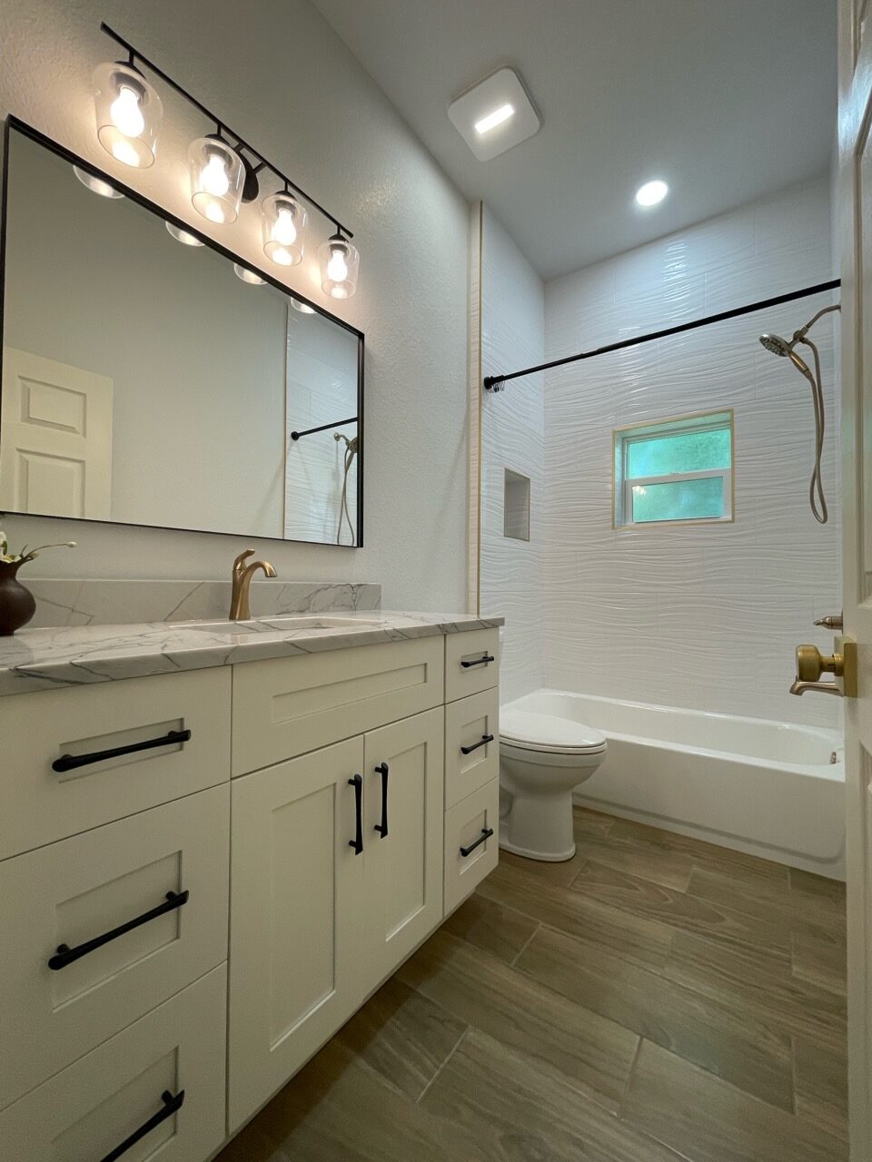 Bathroom upgrades in Florida. White bathroom install