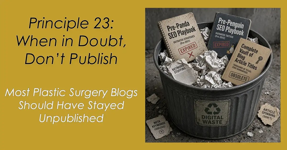 Principle 23: When in Doubt, Don’t Publish Most Plastic Surgery Blogs Should Have Stayed Unpublished