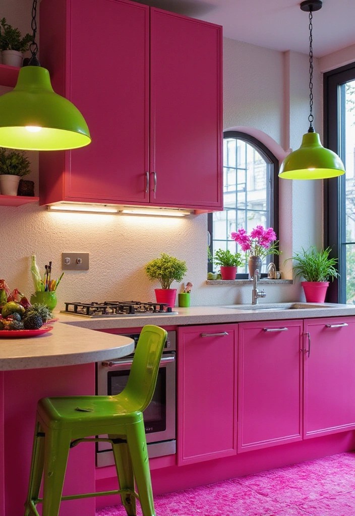 15 Colorful Kitchen Ideas That Will Make Cooking a Joy (You Won't Believe #8!) - 8. Unexpected Neon for a Fun Twist