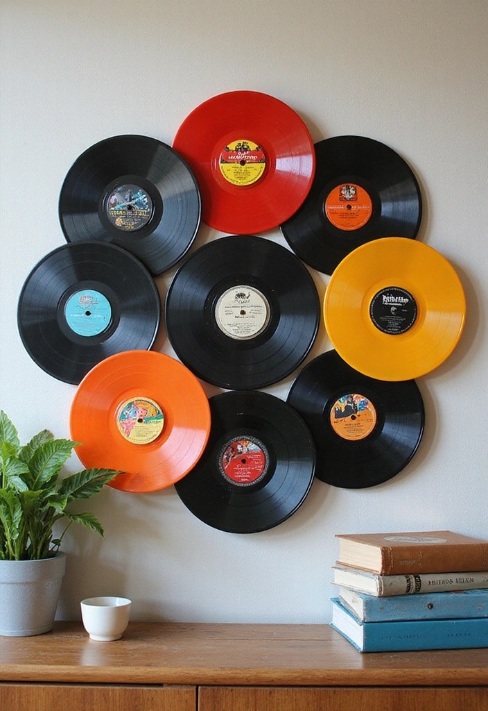 20 Unique Recycled Wall Art Ideas That Will Wow Your Guests (You’ll Love #5!) - 1. Vintage Vinyl Record Art