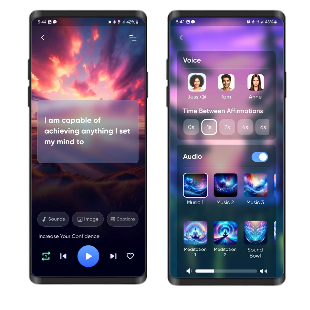 screen shot affirmation app