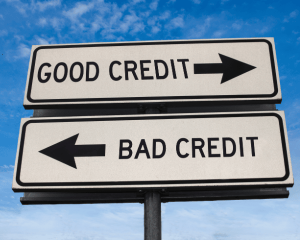 A sign showing options of credit and showing how credit is good.