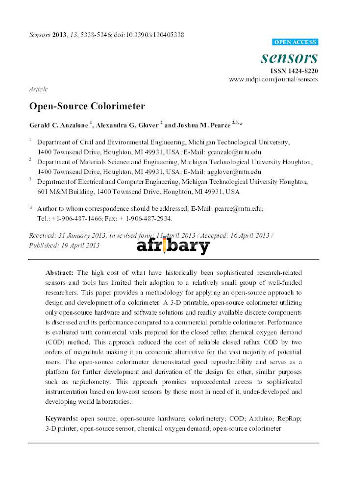 Open Source Colorimeter