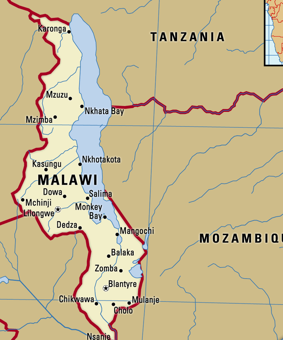 Map Of Malawi Bread And Water For Africa Map Of Malawi 