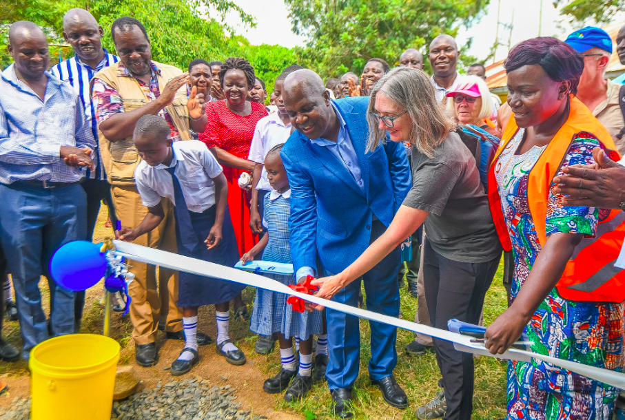 Kisumu Deputy Governor, Dr. Mathew Owili during the commissioning and launch of the Magwako Water Project in Seme Sub-County, Kisumu County.