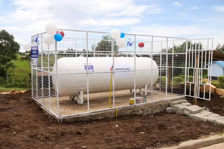 The 2,000-kilogram capacity Liquified Petroleum Gas(LPG) tank at the Naromoru girls secondary school in Nyeri county