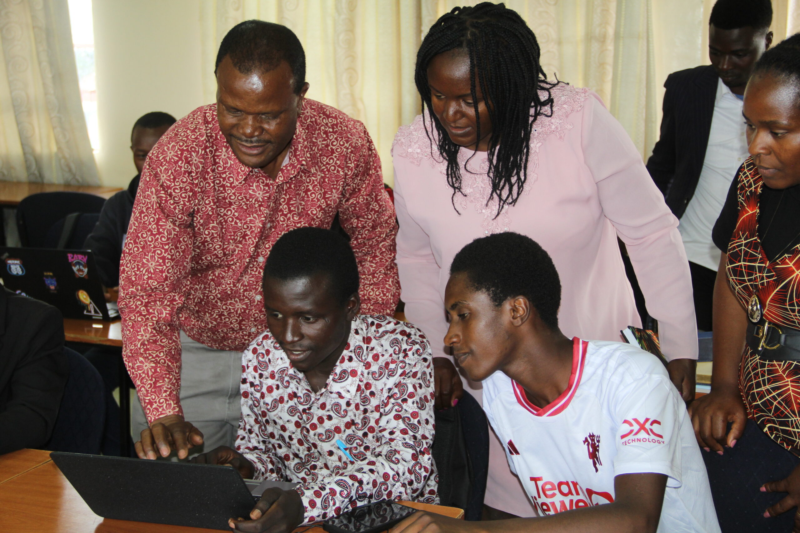 The Director for Open and Distance Learning, Moi University,Prof. Masibo Lumala(left), and the Ag. Director for Communication and Information, KNATCOM, Agela Silima Muchai, during a press briefing at Moi University College of Health Sciences, Eldoret, Uasin Gishu, Friday February 16, 2024.