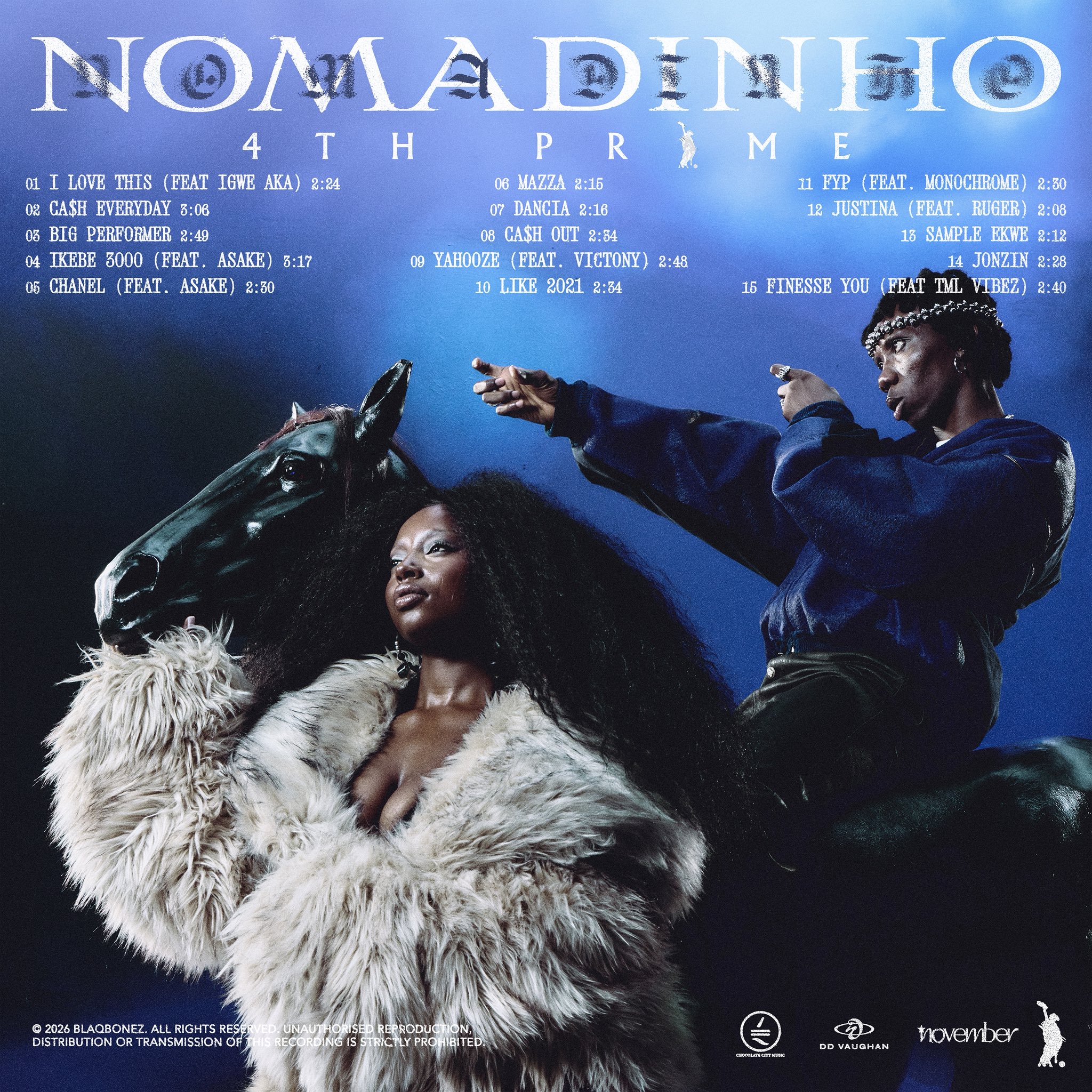 Blaqbonez NOMADINHO: 4TH PRIME album cover released in October 2026
