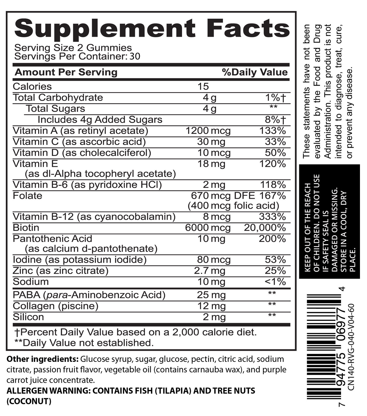 Two gummies daily or as directed by a healthcare professional.