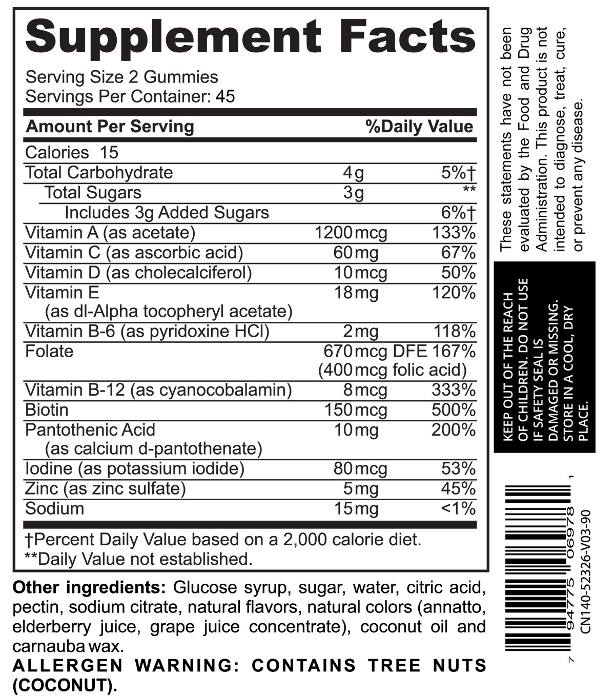 Two gummies daily or as directed by a healthcare professional.