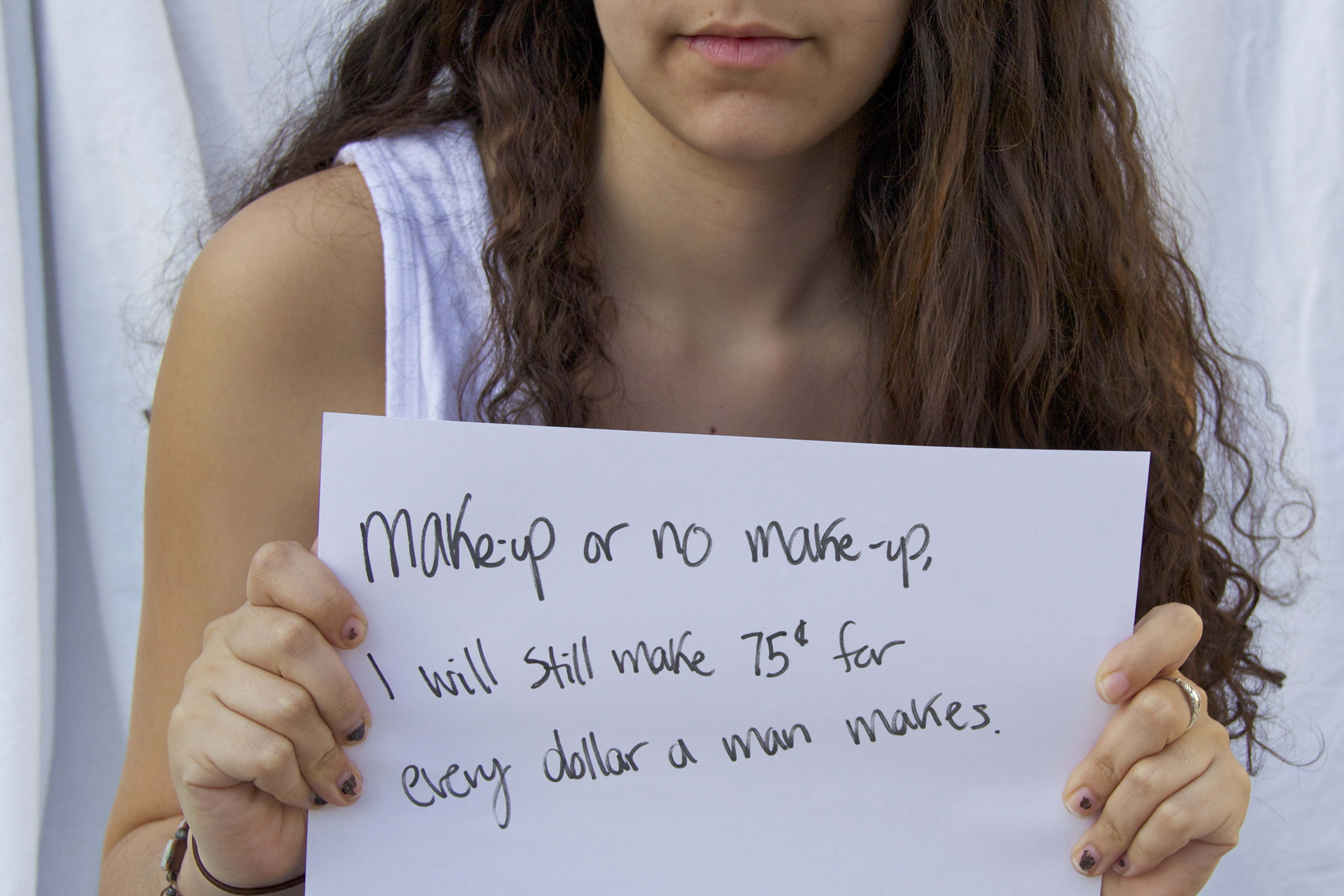 Danielle- Makeup or no makeup, I will still make 75 cents for every dollar a man makes.