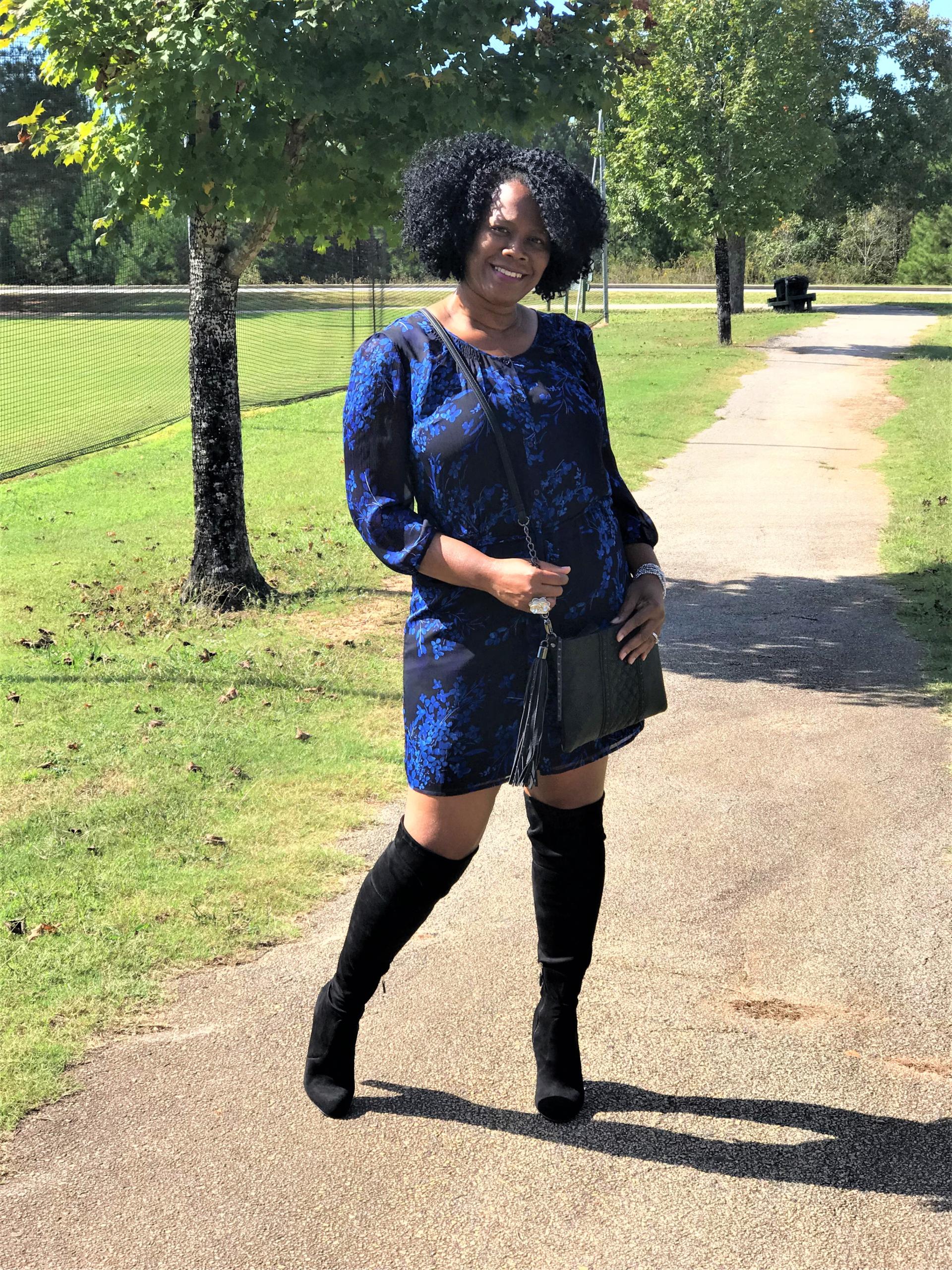 Dress - Express, Boots - Sam Edelman, Handbag - charmingCharlie