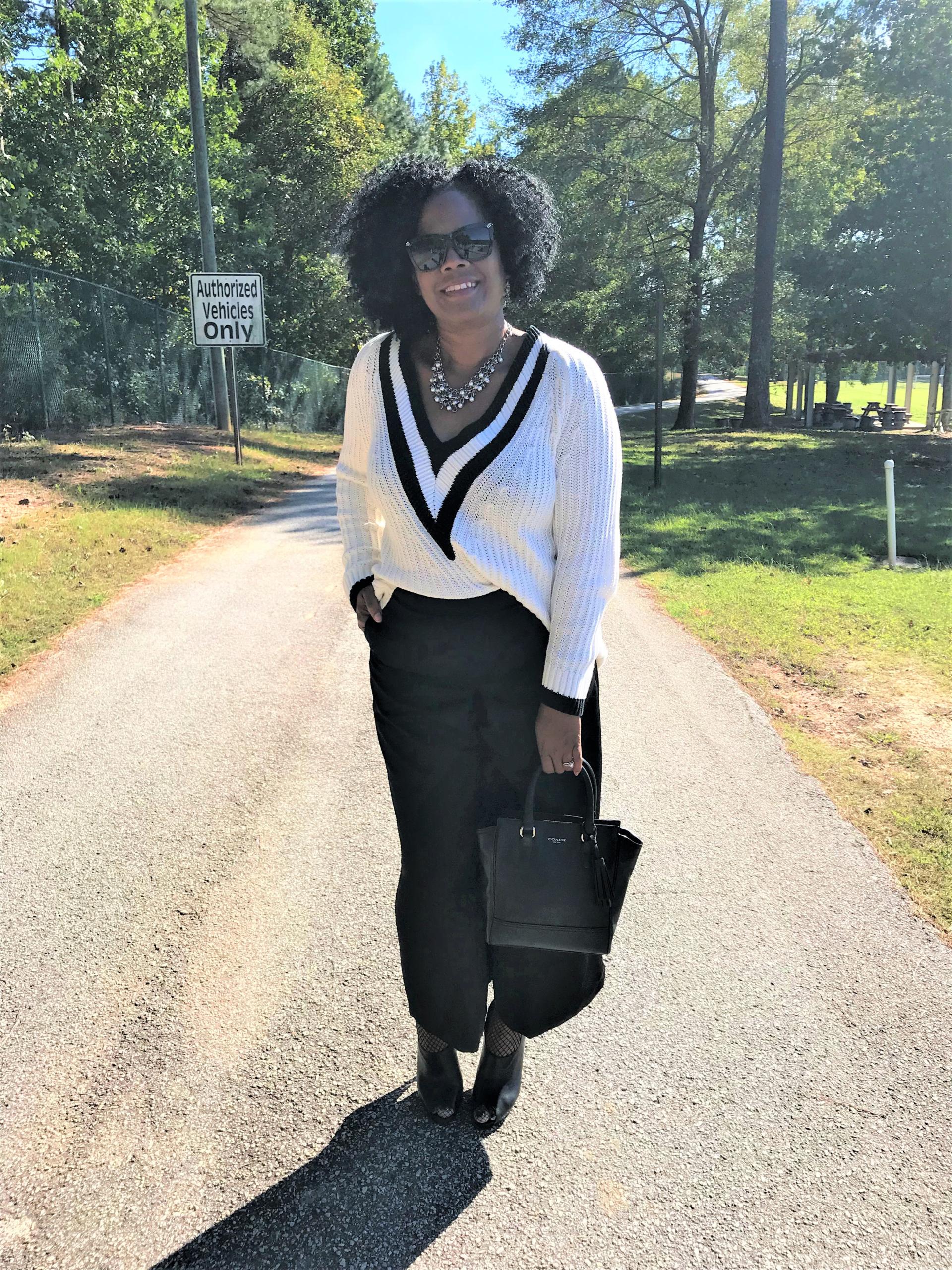 Sweater -(OLD), Booties - BCBG(OLD), Handbag - Coach
