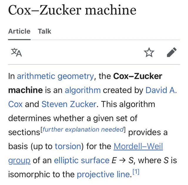 cox-zucker machine