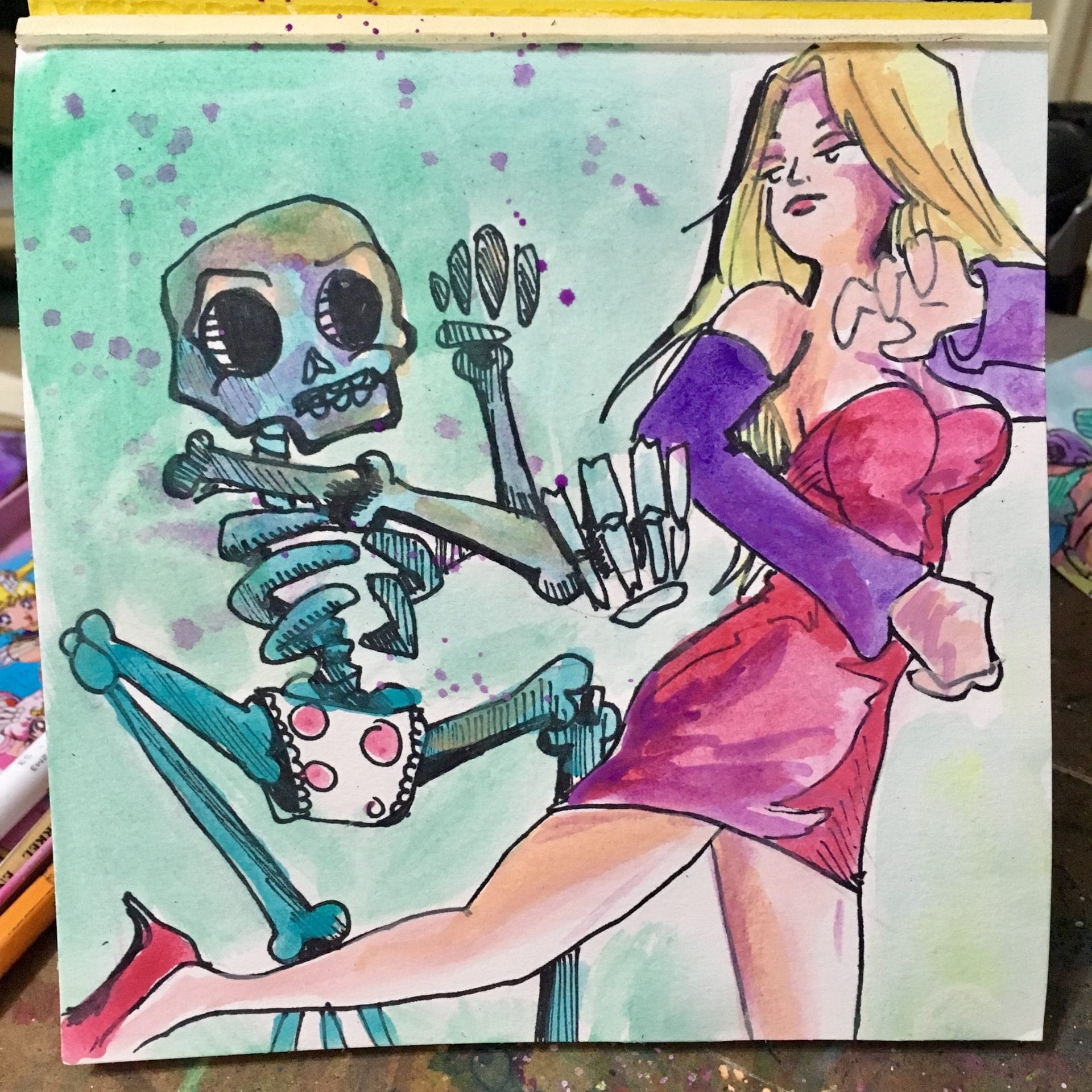 Skeleton in Panties fighting Pink- LordBBH