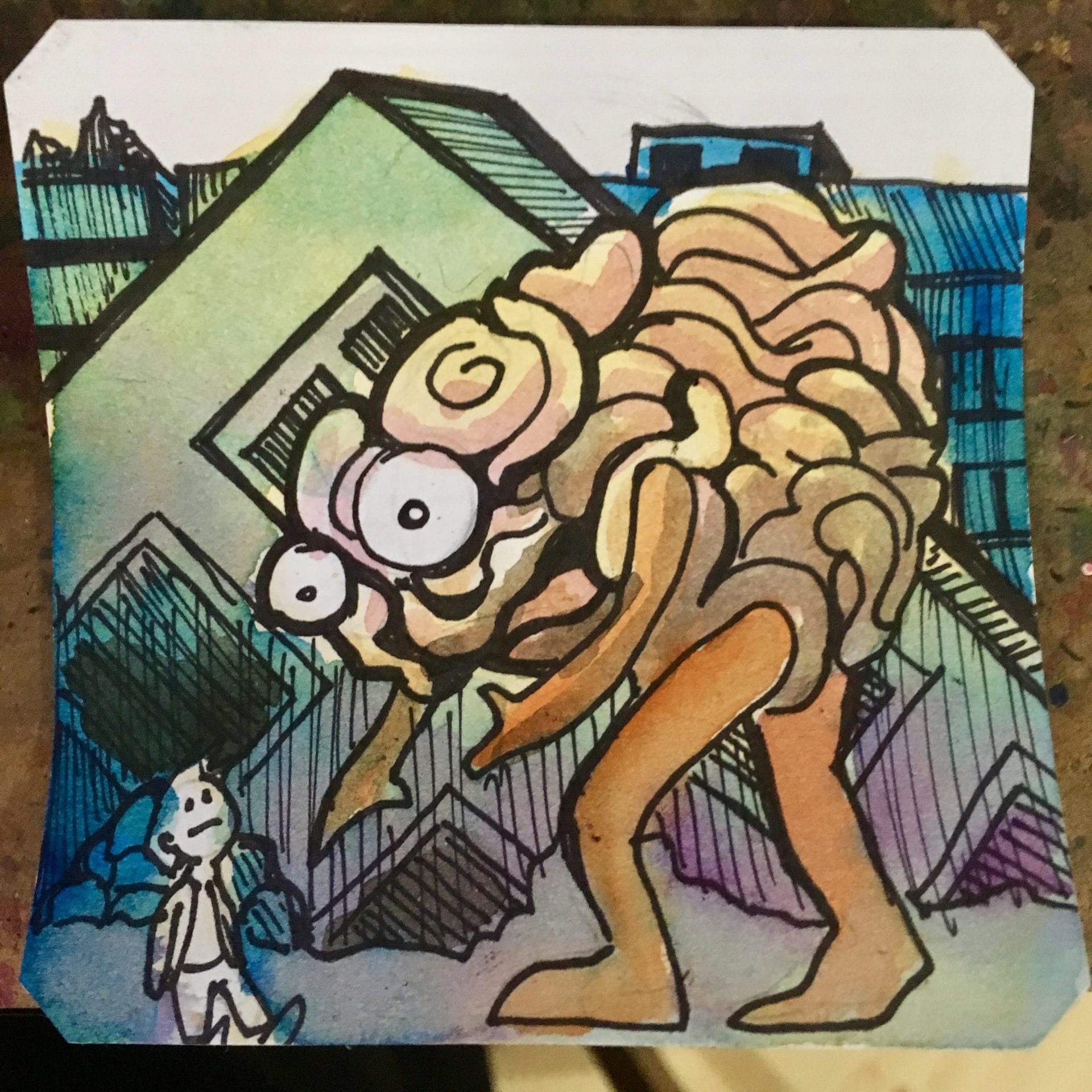 Walking Guts Monsters trashing the city