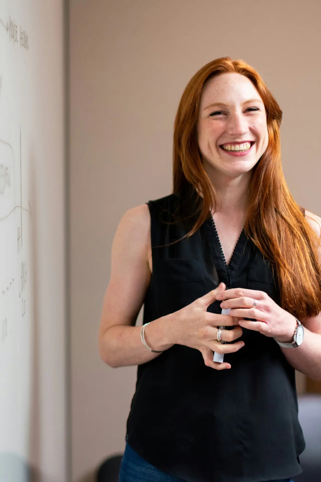 redhead smiling woman