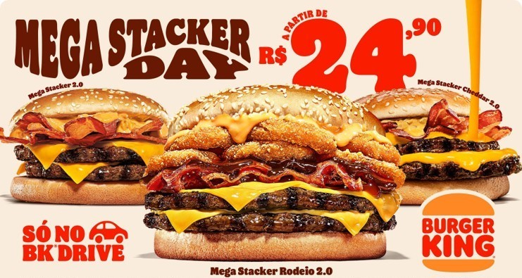 Burger King® traz de volta o “Mega Stacker Day” com sanduíches a partir de R$24,90  