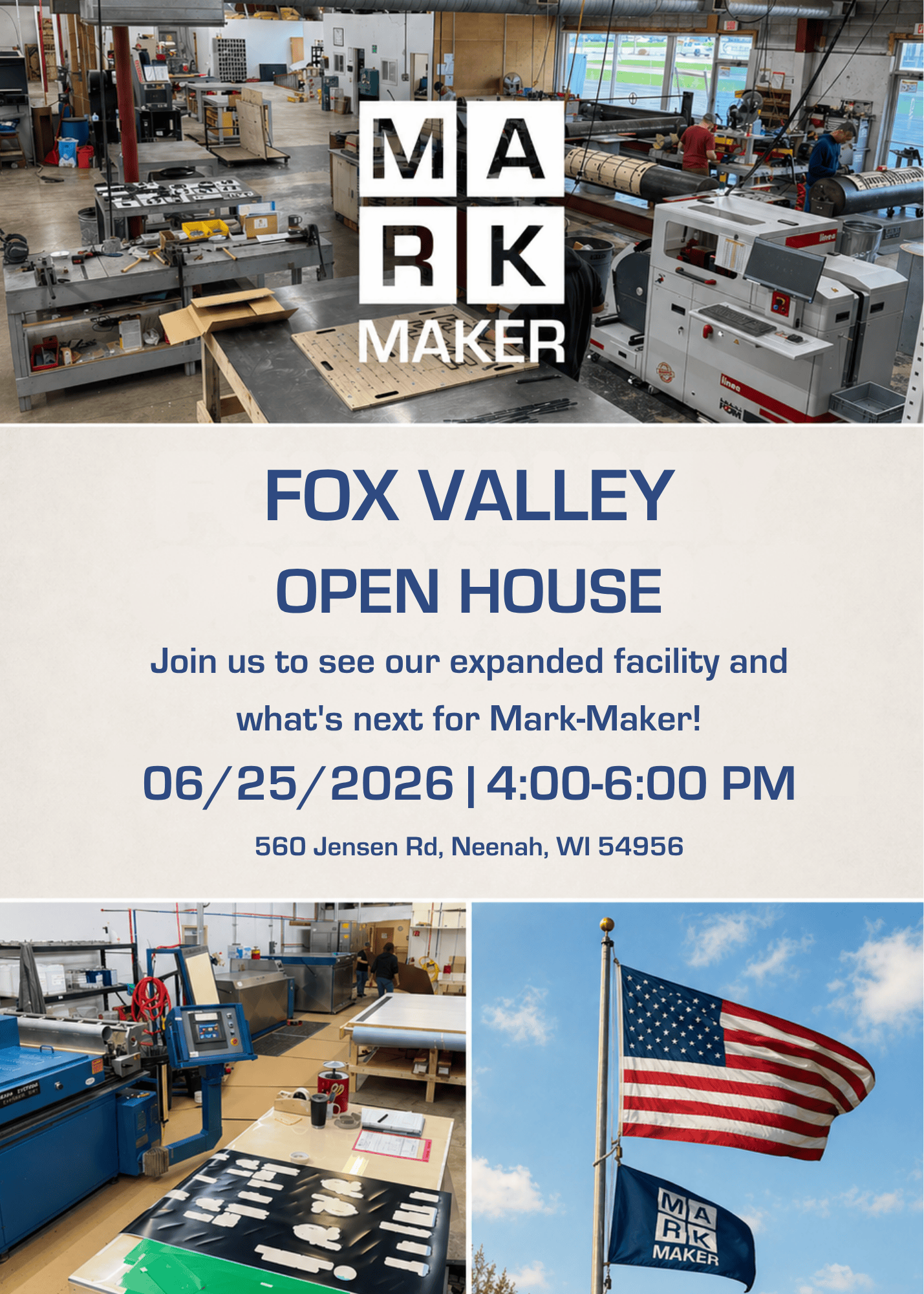 Mark-Maker Fox Valley open house invitation graphic