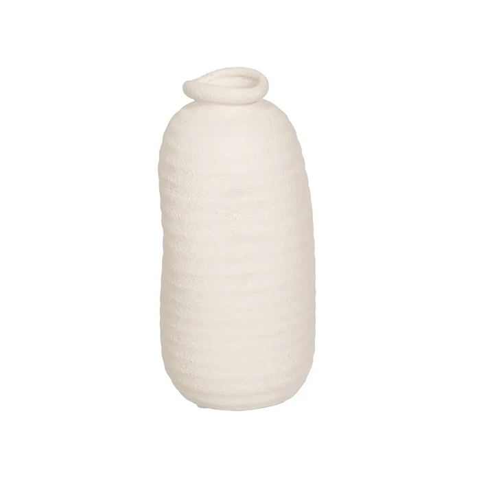 Jarrón decorativo de cerámica Shanta 10x10x26 cm en diseño elegante y minimalista