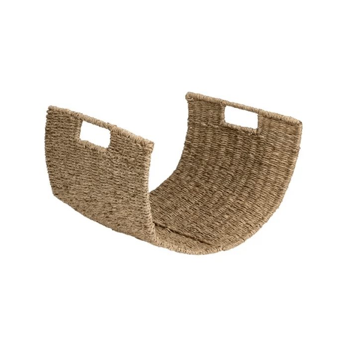 Leñero Zohar 45x35x25 cm de metal y fibras naturales