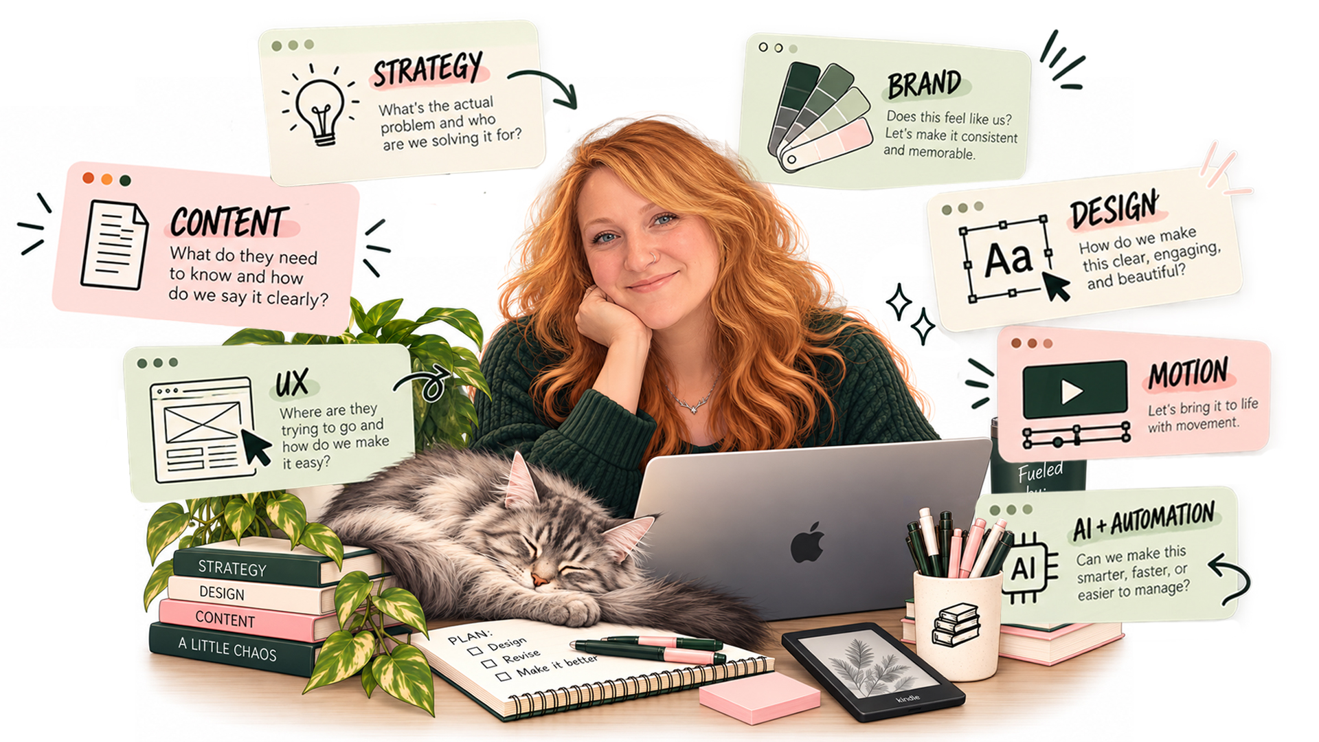Amanda Gomez Web Designer thinking about what is needed for a new project