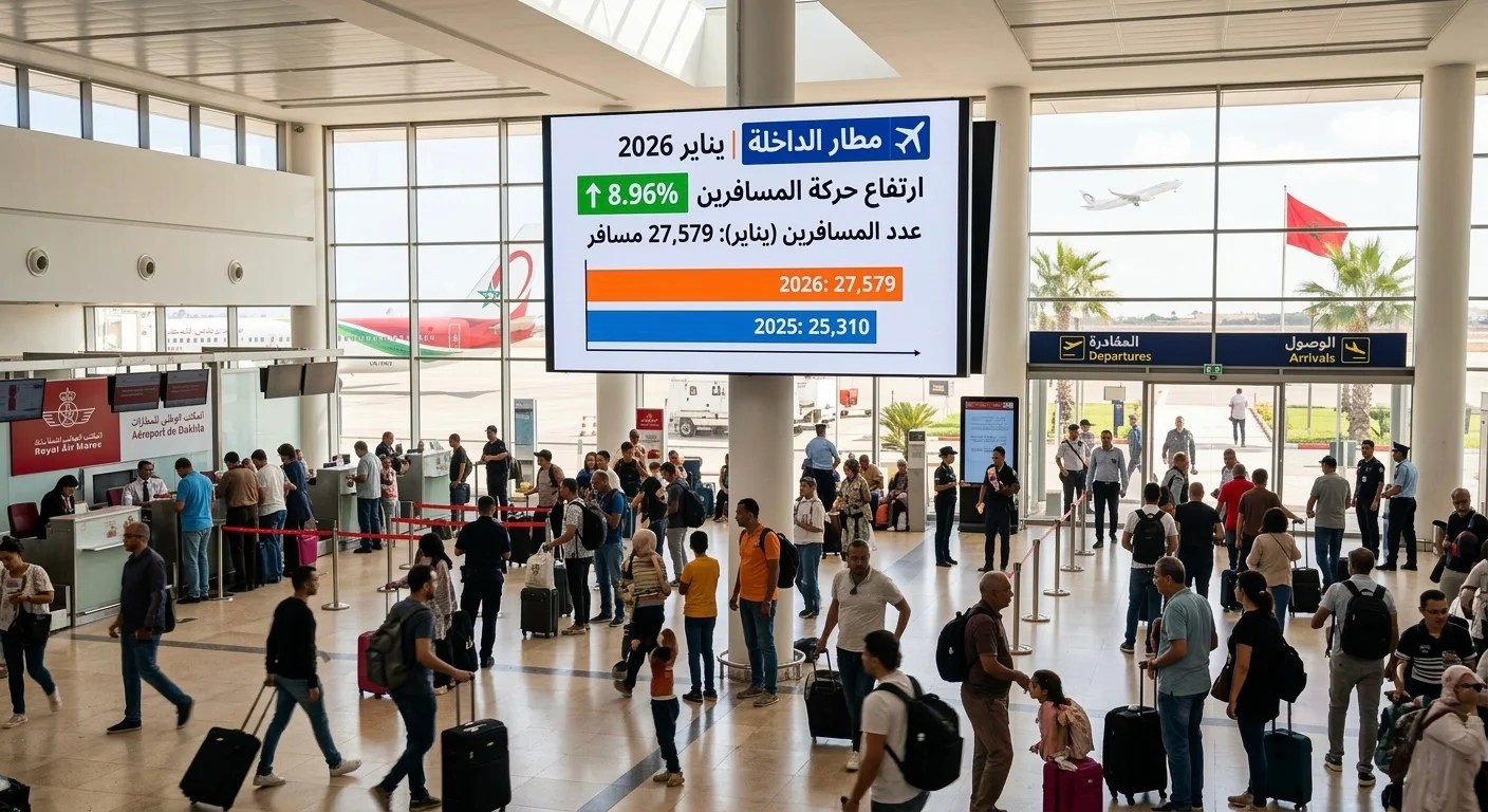 مطار الداخلة: ارتفاع بحوالي 9 بالمائة في عدد المسافرين عند متم يناير الماضي