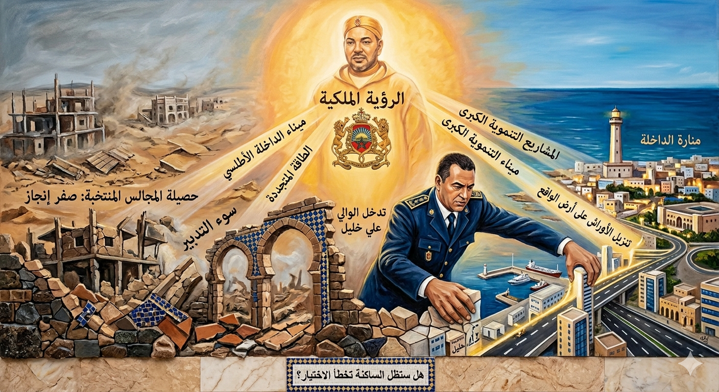 التنمية في الداخلة بين الرؤية الملكية وعجز المجالس المنتخبة: تدخل الوالي علي خليل ينقذ مسار الأوراش الكبرى