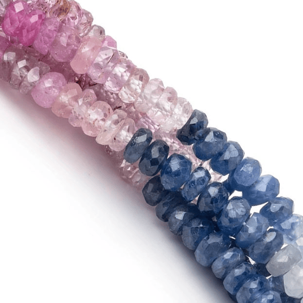 4mm Multi Color Sapphire Faceted Rondelle Beads