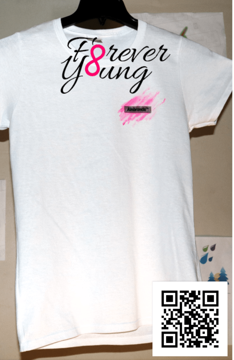 Ladies’ Logo Paint T-Shirt (Fluorescent Pink)