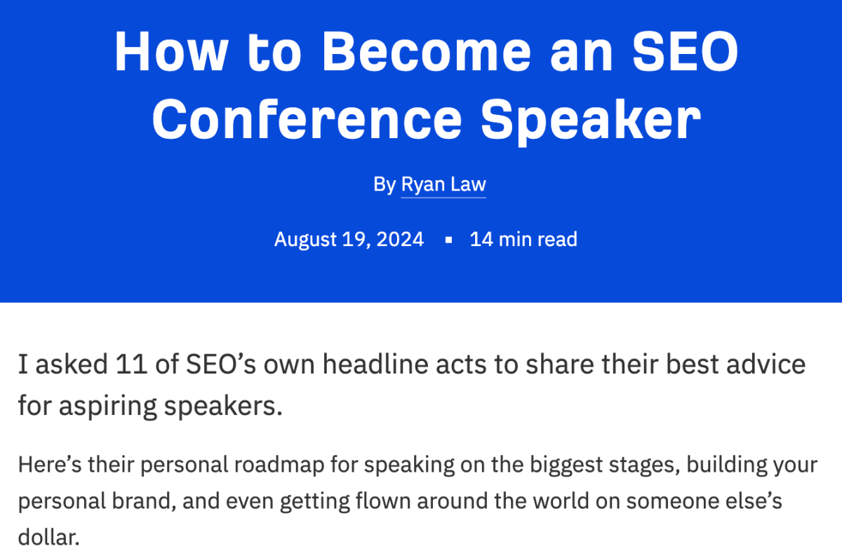 Article on how to become an SEO speaker